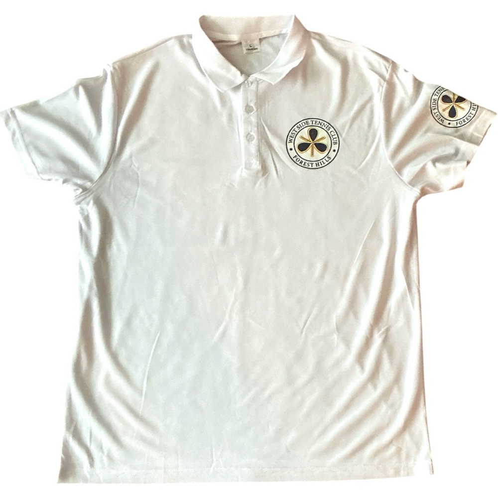 Men's White Polo Shirt with Tennis logo